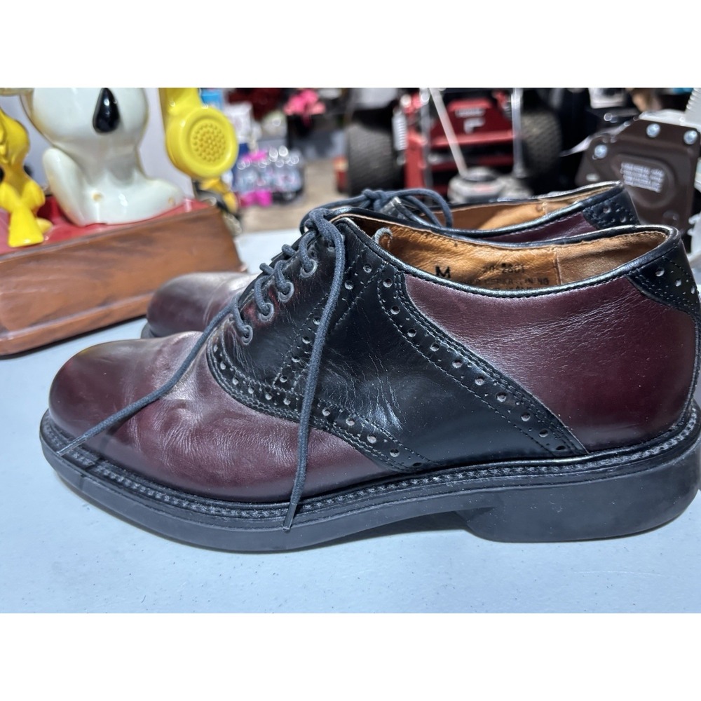 Johnston & Murphy Men's Dress Burgundy And Black‎ Saddle Shoes 9.5